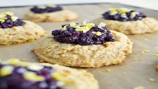 Paleo Wild Blueberry Lemon Thumbprint Cookies